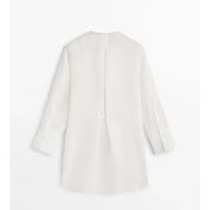 NWT Massimo Dutti Womens Linen Blend Blouse‎ Shirt Small Limited Edition White